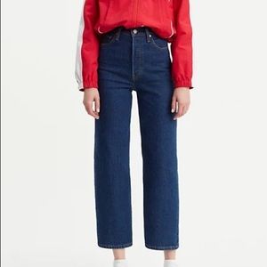 Levis Ribcage Straight Ankle Women’s Jeans in Life's Work - Dark Wash Blue Denim